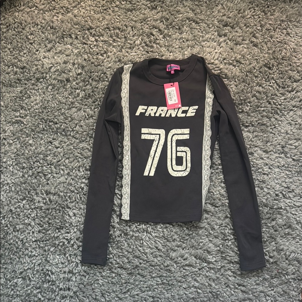 Black Long Sleeve 'France 76' Edikted Top